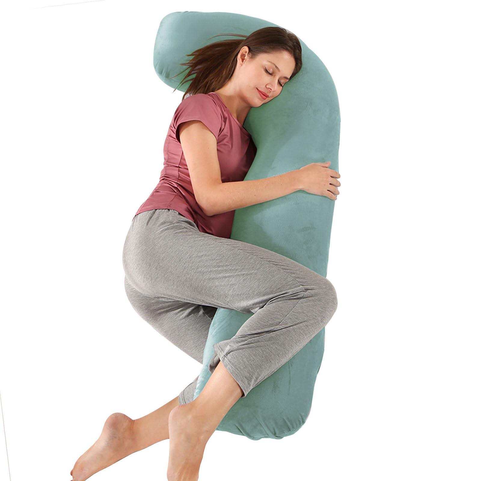 SHANNA Pregnancy Pillow for Sleeping, J Shaped Full Body Pillow Pregnancy Pillows, Maternity Pillow Support for Back, Hips, Legs for Pregnant Women, With Washable Cover (Green) โ image 1