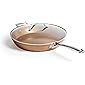 GOTHAM STEEL 14” Nonstick Fry Pan with Lid – Hammered Copper Collection, Premium Aluminum Cookware with Stainless Steel…