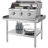 Garvee Stainless Steel Equipment Grill Stand, 48 x 28 Inches Stainless Table, Grill Stand Table with Storage Undershelf, Equi