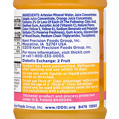 THICK-IT CLEAR ADVANTAGE THICKENED ORANGE JUICE BLEND – MILDLY THICK/NECTAR, 8 OZ BOTTLE