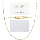 ASHINE 925 Sterling Silver & 14K Gold Pleated Strong Lobster Clasp 1.5mm Italian Chain Necklace - Available in 16, 18, 20, 22, 24, 26, 30 Inches