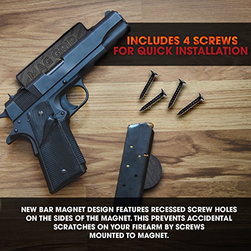 Perk MAG GRIP 2 Pack | Rubber Coated Gun Magnets | Includes BONUS Disc Magnet | Conveniently Mounts ANY Concealed Handgun ~ Shotguns ~ Magazines in Cars, Under Desk, Bedside | Gun Organizer - Thumbnail 5