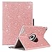 GUAGUA iPad 2 Case iPad 3 Case iPad 4 Case Glitter Sparkly 360 Degree Rotating Stand Full Body Cover Luxury PU Leather Stylus Holder Smart Auto Wake/Sleep Protective Case for iPad 2/3/4 Pink
