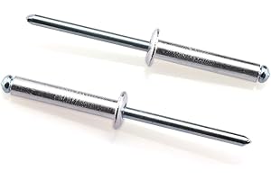 HJ Garden 120pcs 3/16 x 1 Inch (4.8x25mm) Aluminum Blind Rivet Self-Plugging Open End Decorating Fastener Nails Pop Rivets Core Pulling Rivets Grip Pange 11/16-3/4 Inch (17.4-19mm)