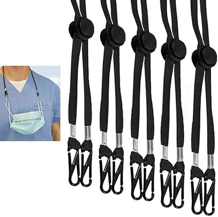 Amazon 大人用フェイスマスクストラップ 5個 クリップ付き長さ調節可能なマスクストラップ 首に掛けるハンズフリーマスク ストラップ マスコット 通販