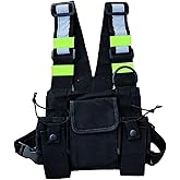 IRISFLY Radio Chest Harness Holder Vest Rig, Walkie Talkies Radio Chest Harness with Front Pouches and Zipper Bag