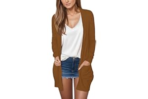 FLEKMANART Womens Lightweight Summer Cardigan with Pockets Plus Size Long Sleeve Casual Comfy Thin Open Front Kimono Cardigans
