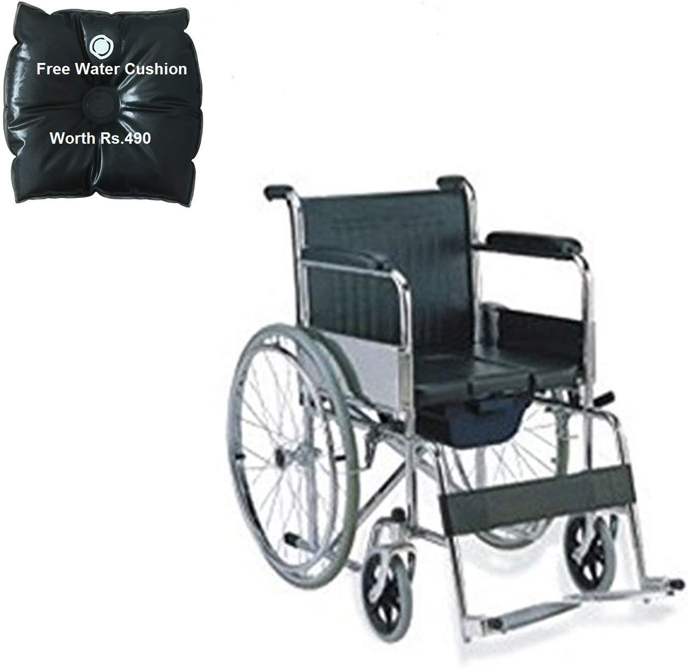 KHL Foldable Steel Commode Wheelchair