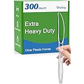 Dealusy 300 Count Extra Heavy Duty Clear Plastic Knives Disposable, BPA-Free, Heat Resistant, Solid and Durable Disposable Kn