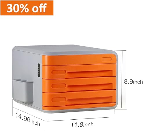 Plastic Storage Drawers Desk Storage Unit Organizer Lockable File