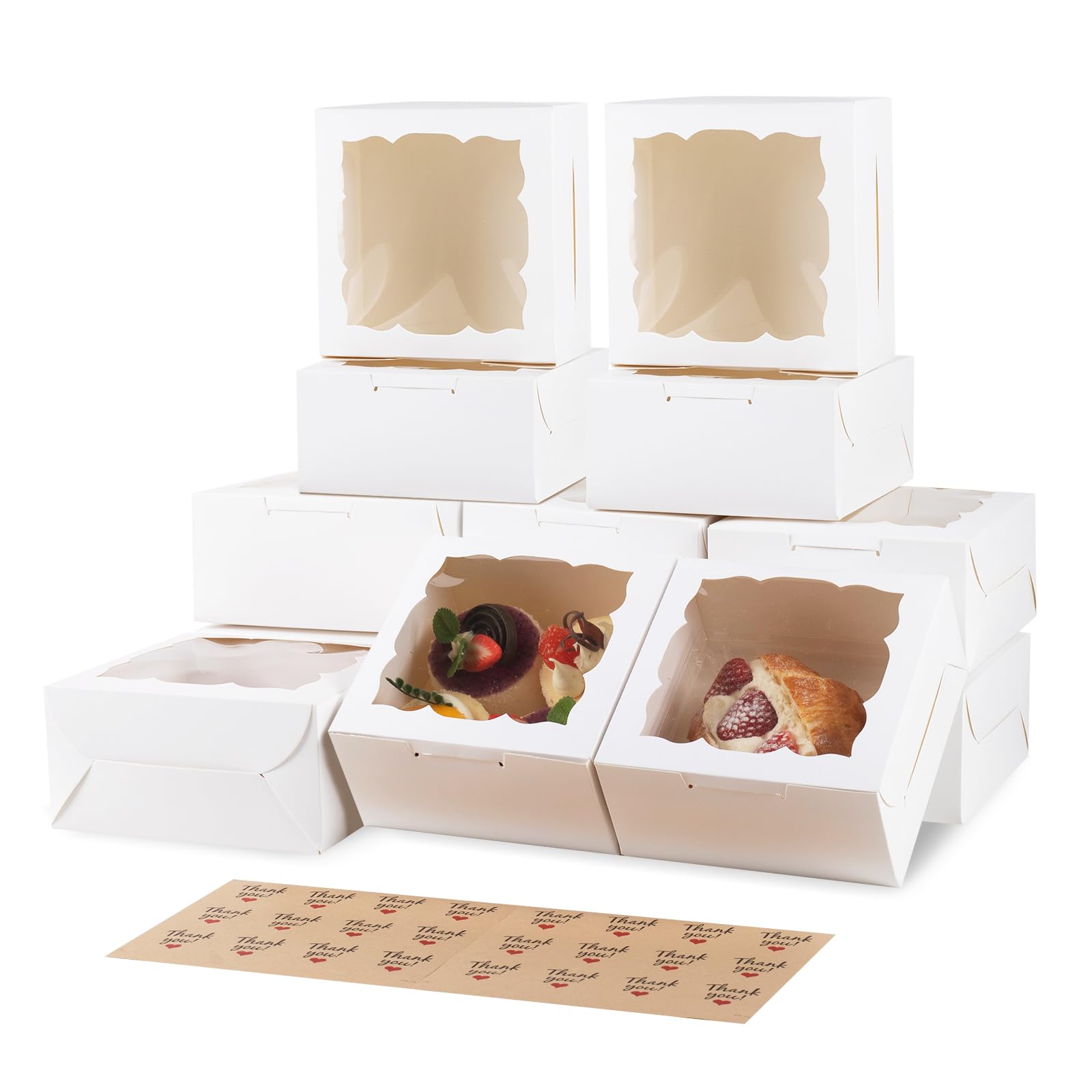 Stack Cookie Box Mua Hovshelf 6x6x3 Inch Cookie Boxes with Window for Gift Bakery Boxes ...