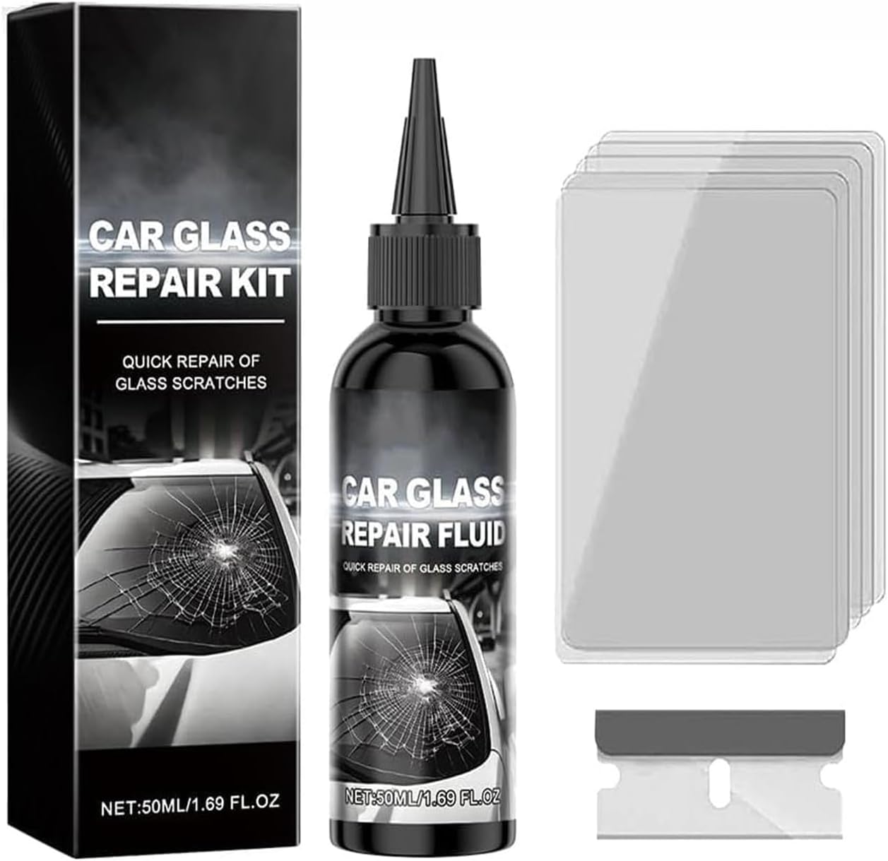 2026 Upgrade Car Windshield Crack Repair Kit, Windshield Repair Kit Car Glass Repair Kit for Cracks and Chips, Glass Scratch Repair Liquid, Chips Cracks