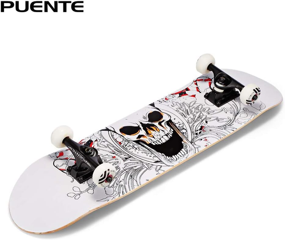 NZHYK U-Shaped Transverse Skateboard 7-Layer Maple Wood Deck with T-Shape Tool for Kids Adults Beginners 31-Inch