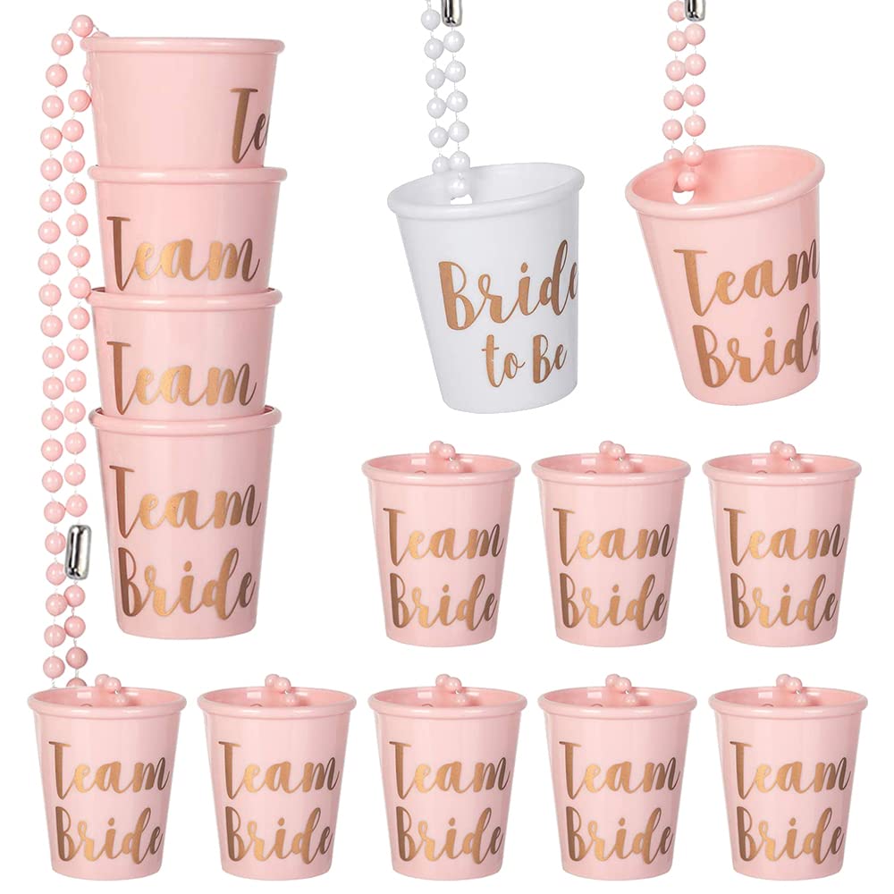 Shot Glasses with Chain, Pack of 14 Shot Glasses for Hanging, Team Bride and Bachelorette Party Cups, Jga Shot Glasses, Bachelorette Women's Necklace for Hen Party, Bachelorette, Bridal Shower