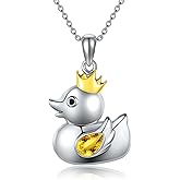 URONE Duck/Teddy Bear/Octopus Necklace 925 Sterling Silver Duck Pendant Necklace Cute Duck Jewelry Gift For Women