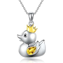 URONE Duck Necklace 925 Sterling Silver Duck Pendant Necklace Cute