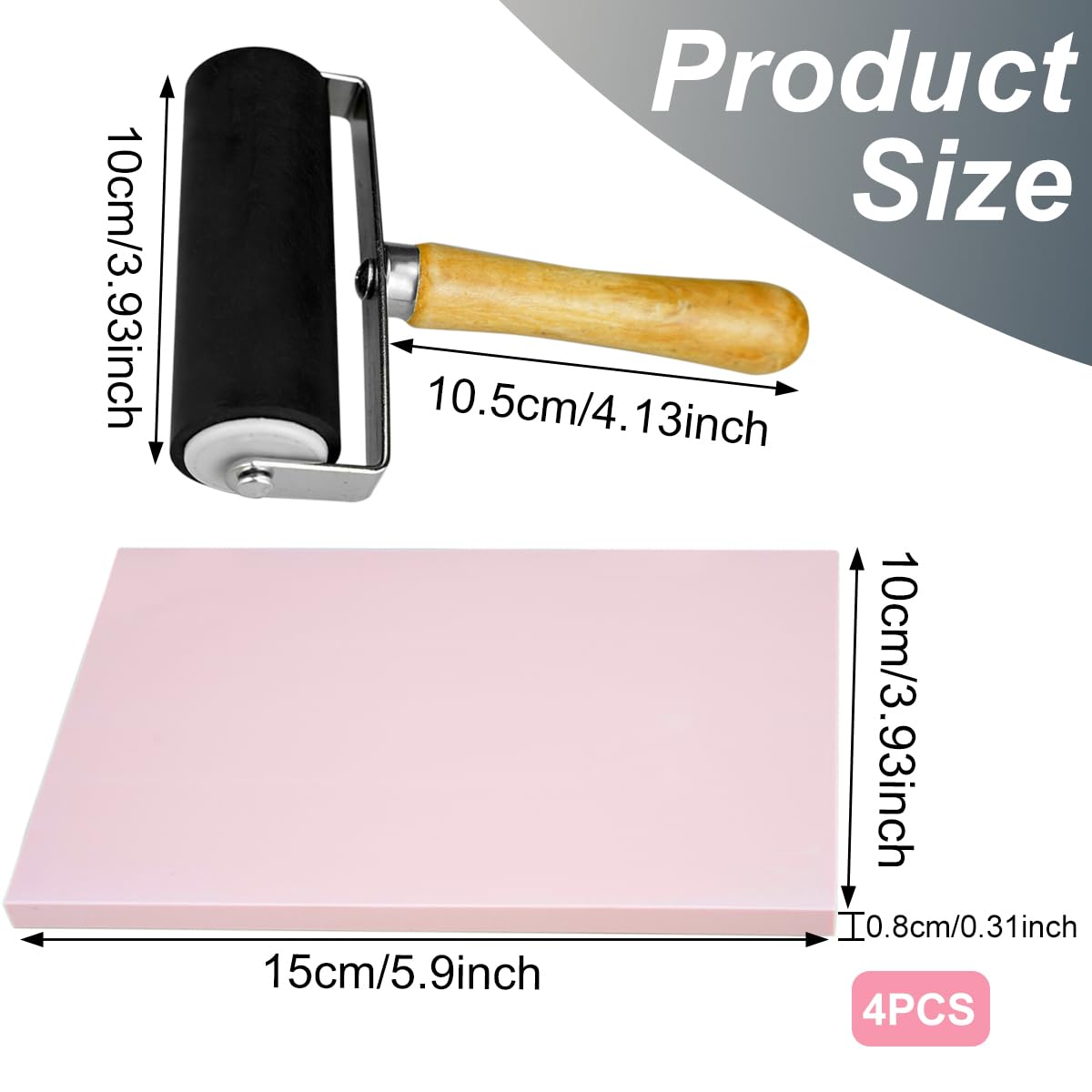 4 Pcs Rubber Carving Linoleum Blocks, Rectangular Rubber Stamp Carving Blocks with Tools for Printmaking, Printing and Stamp Soft Rubber More Crafts