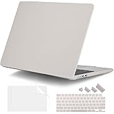 DONGKE Compatible with MacBook Air 13.6 inch Case M4 M3 M2 2025 2024 2023 2022 A3240 A3113 A2681, Plastic Hard Shell & Keyboard Cover for MacBook Air M4 13 inch Case, Cream Stone