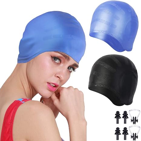 Black Silicone Swim Cap Swimming Caps 