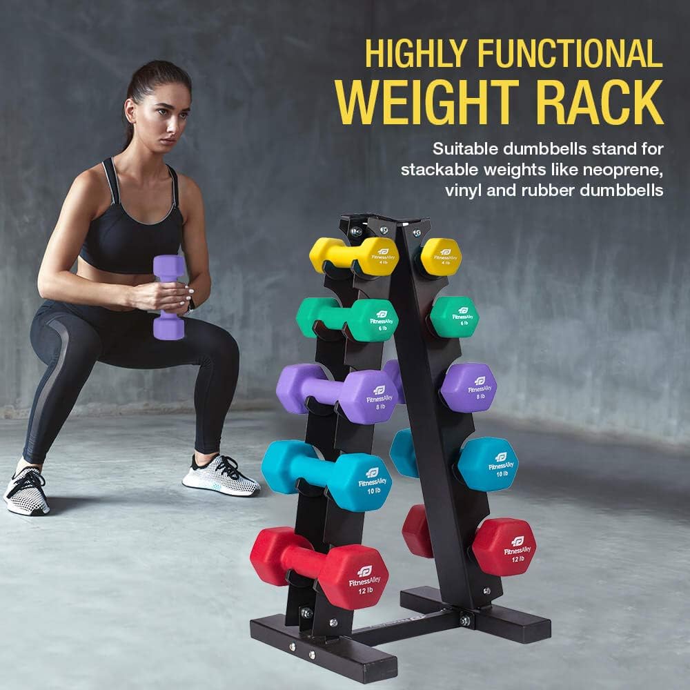 Fitness Alley Steel Dumbbell Rack - 5 Tier Weight Holder & 5 Tier Weight Rack Dumbbell Stand - Dumbbell Holder - Dumbbell Rack Stand - Weight Racks for Dumbbells : Sports & Outdoors