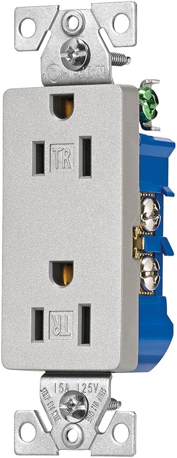 EATON TR1107SG-SP-L Designer Duplex Receptacle, Silver Granite - - 