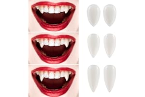 FOMIYES 3 Pairs Vampire Fangs, Halloween Fake Teeth Cosplay Props, Vampire Teeth for Halloween Costume Parties (13mm+15mm+17mm)