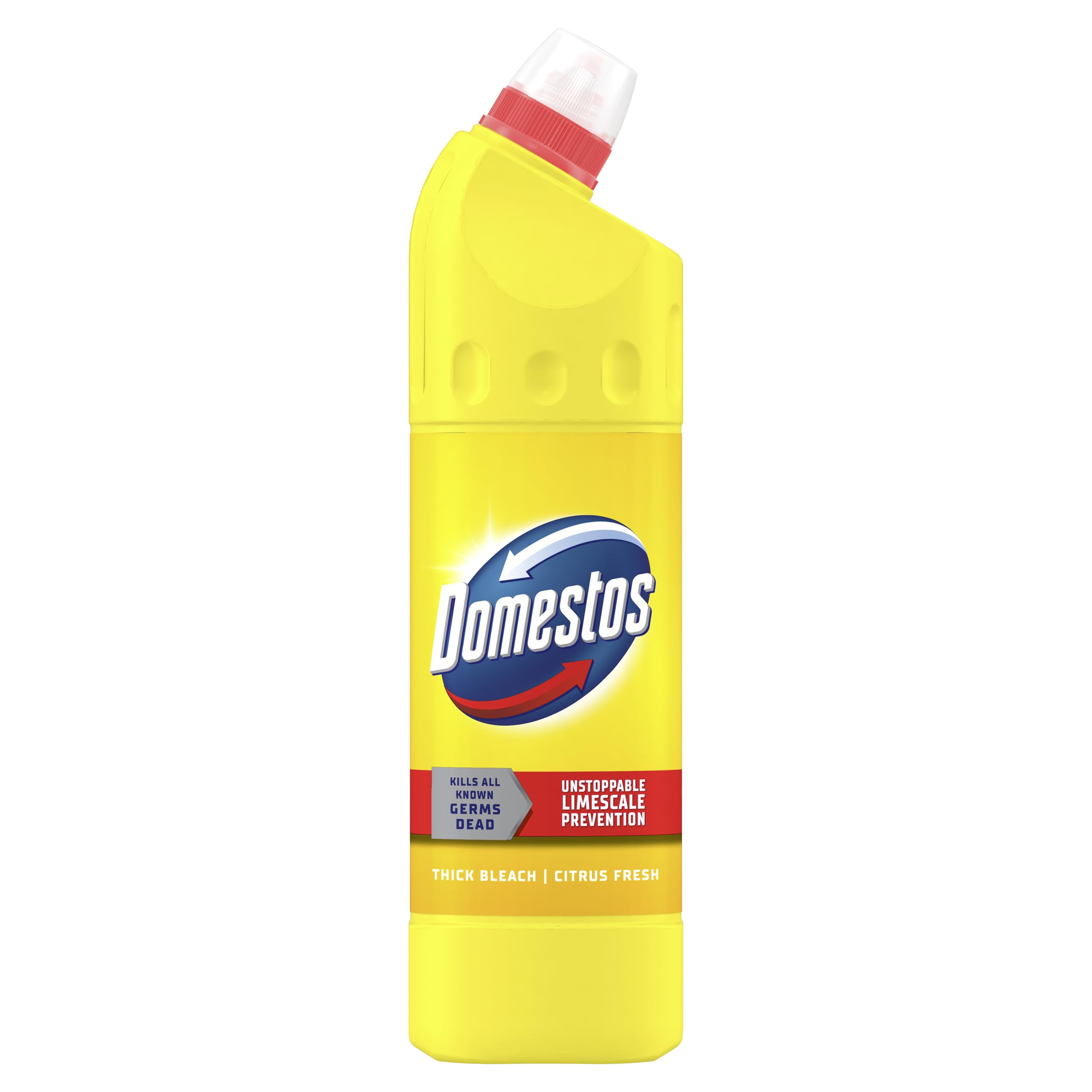 Domestos Citrus Fresh Thick Bleach disinfectant that eliminates 99.99% of bacteria and viruses* unstoppable limescale prevention 750 ml