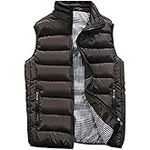 XinYangNi Mens Vests Outerwear Puffer Vest Winter Warm Quilted Down Vests Coffee US S