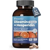 HyberVive Diosmin Hesperidin 1000mg, Std. 81% Diosmin &amp; 9% Hesperidin | High Potency Citrus Bioflavonoids from Bitter Orange Extract for Vein Support &amp; Healthy Circulation, Made in USA, 90 Capsules