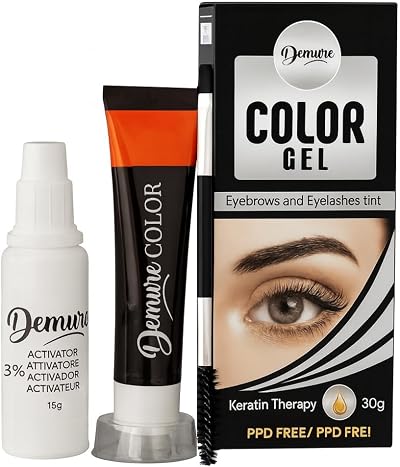 Demure Color Gel Eyelash and Eyebrow Tint 1.0 Black PPD Free Ammonia Free