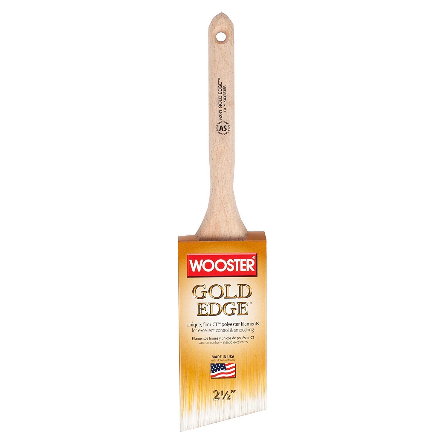 Wooster Brush E5231-2.5 Gold Edge Angle Sash Paintbrush, 2.5-Inch Size