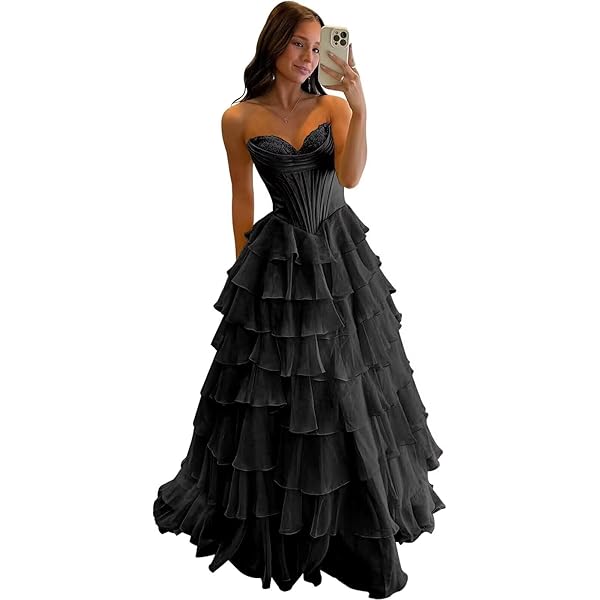 strapless a-line ruffle long prom dress with split Red & White Polka Dot A-line Mini Dress w/Pockets– Peridot Clothing main image 1
