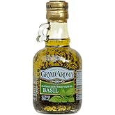 Mantova Grand’Aroma Basil Flavored Extra Virgin Olive Oil, made in Italy, cold-pressed, 100% natural, heart-healthy cooking oil perfect for salad dressing, pasta, garlic bread, meats, or pan frying, 8.5 oz (Pack of 2)