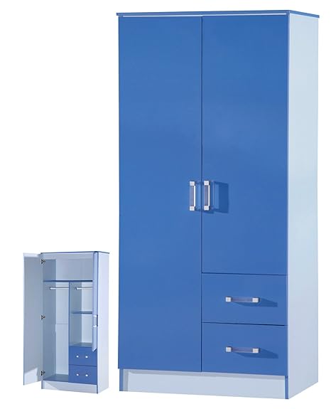 Marina High Gloss Combi Wardrobe 2 Door 2 Drawer Children S