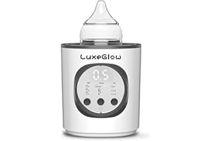 LUXEGLOW Fast Baby Bottle Warmer for Breastmilk and Formula,10-in-1 Functionality Intelligently Heating, Accurate Temperature Control, Sterilizing, Travel-Friendly Design for All Bottle Sizes