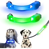 LED Dog Leash Light, Waterproof Bright Dog Safety Light for Night Walking | 2 Pack, Nylon Stickers Easy to Attach Leash, Collar and Harness, Light Up Dog Collar Attachment for Small to Large Dogs