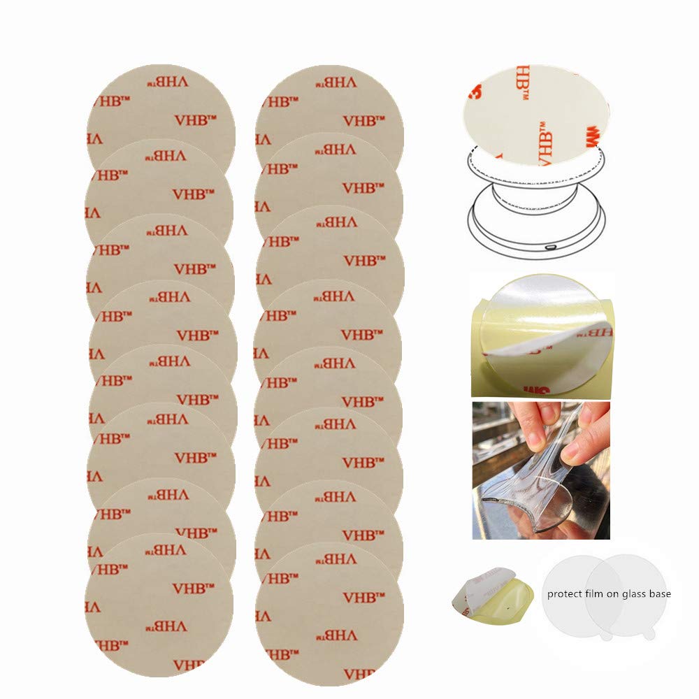 MeetRade Super Strong Replacement adhesive 3-M Adhesives For Expanding Stand And Grip Sticky Pads Disc For Cell Phone Stand Mount Holder Car Magnet Mount Hooks (16p)