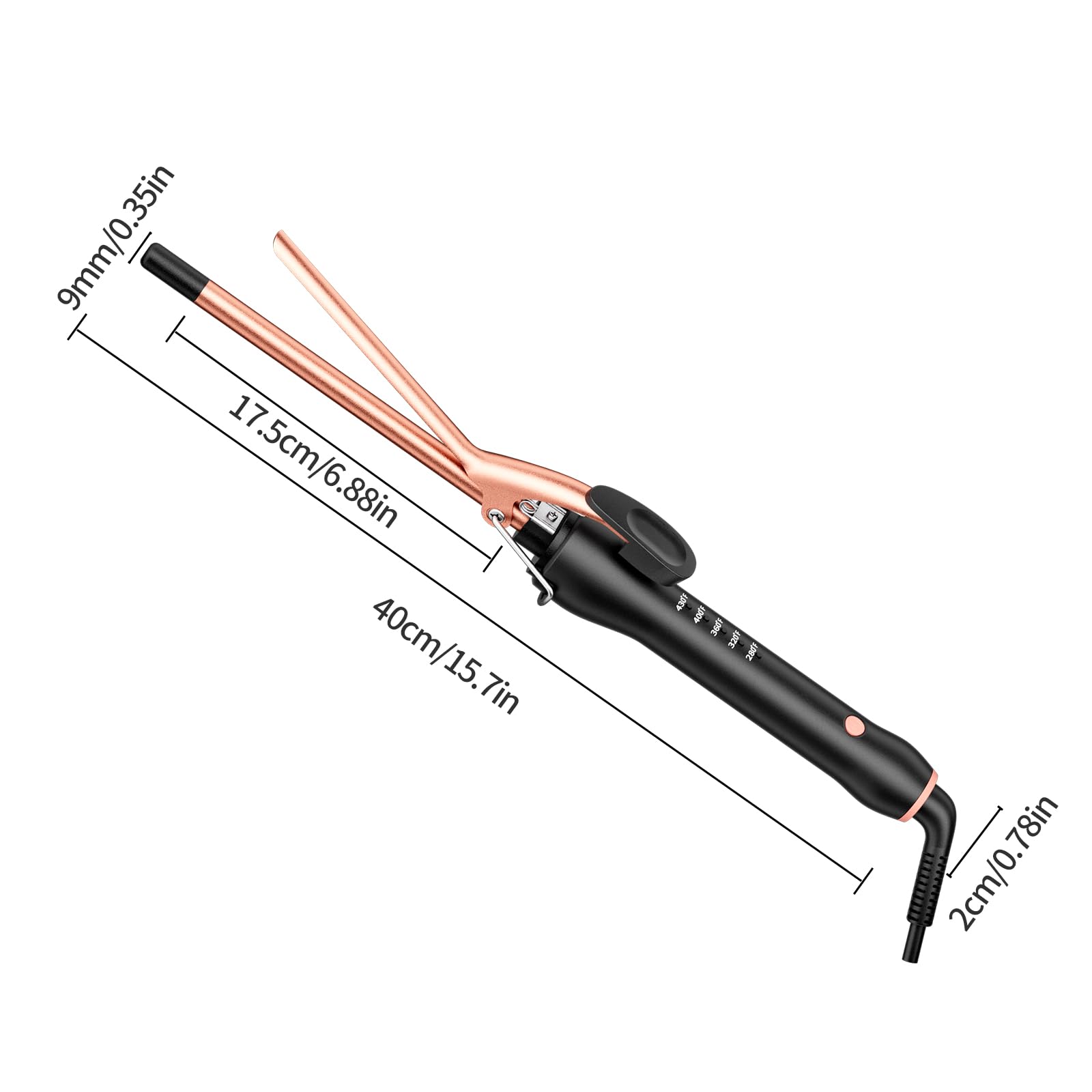 3/8 Inch Small Curling Iron Wand for Short & Long Hair,9mm Skinny Curling Iron Ceramic Small Barrel Curling Iron Tiny Curling Wand with 5 Adjustable Temperature, Include Heat Resistant Glove