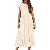 YOVION Flower Girls Dress Elegant Ruffle Sleeve Smocked A Line Tiered Flowy Wedding Guest Maxi Dresses for 6-12 Years
