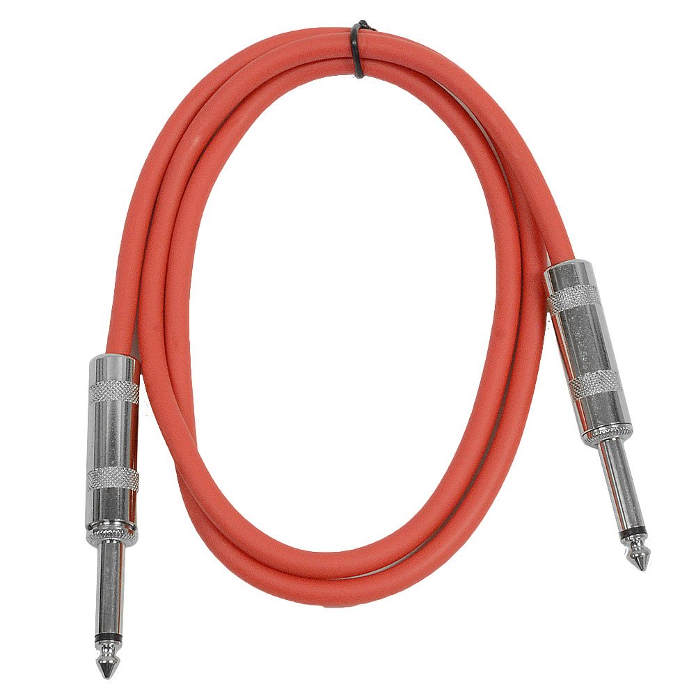 Seismic Audio - SASTSX-3-3 Foot TS 1/4" Guitar, Instrument, or Patch Cable Red