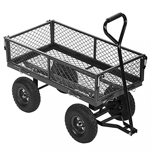 Heavy Duty Steel Wagon Cart Garden Dump Lawn Utility Trailer Yard BestMassage - Thumbnail 7