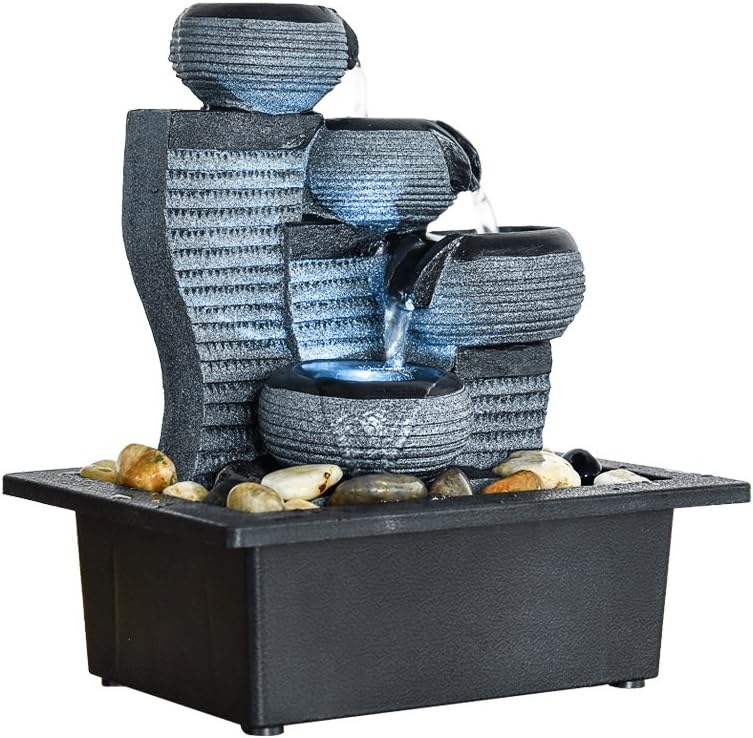 BBabe Desktop Waterfall Fountain Decor LED Illuminated Indoor Portable Waterfall Tabletop Fountains 10 1/5" High: Home & Kitchen
