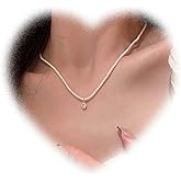 Crymystal Bohemian Heart Pearl Choker Necklace Crystal Heart Pendant Necklace Pearl Drop Necklace Pearl Dangle Necklace Gold Sweater Chain Necklace Jewelry for Women and Girls Gifts