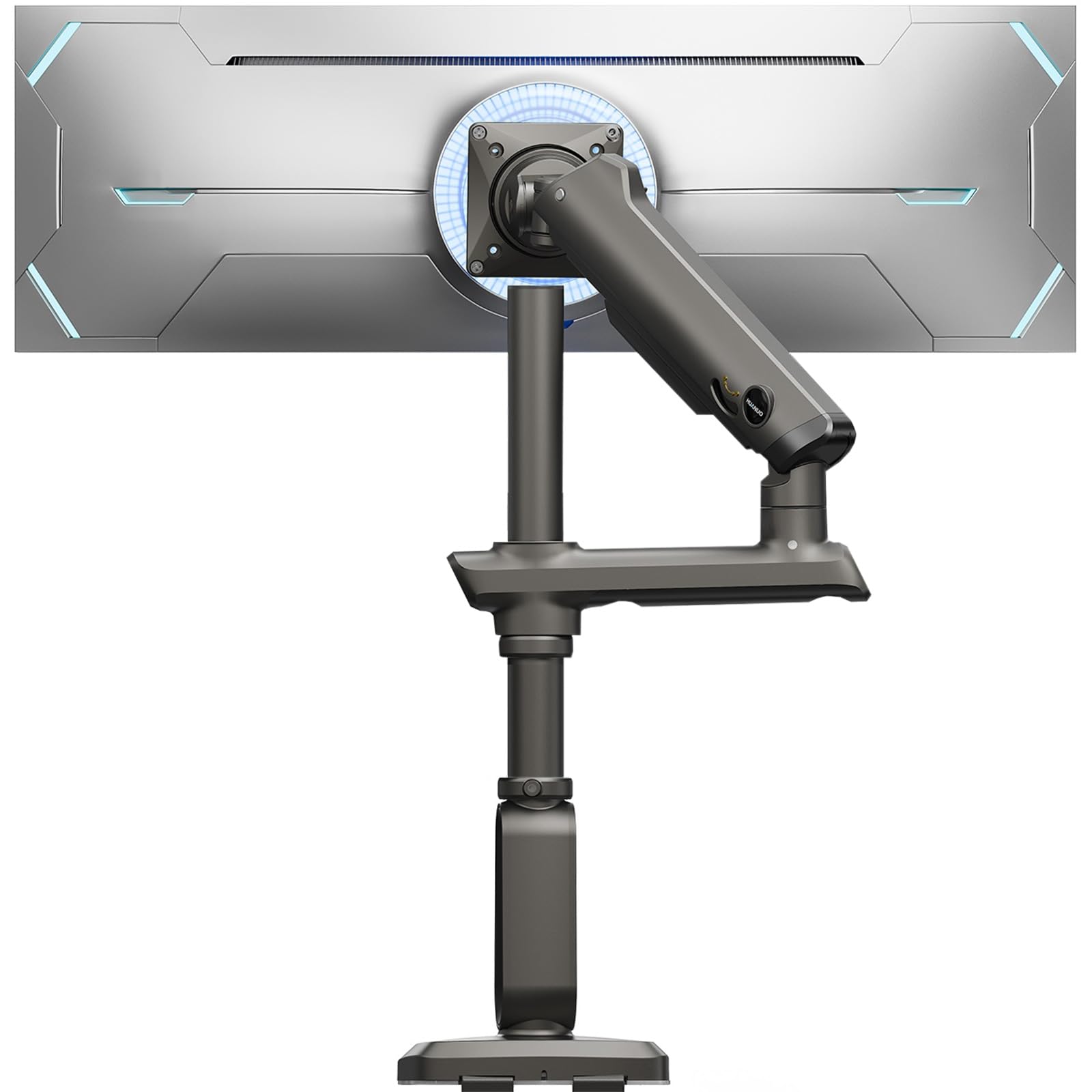 Photo 1 of HUANUO Heavy Duty Monitor Arm for Ultrawide Screens up to 49", Holds 40 lbs, Aluminum Ultrawide Single Monitor Stand with 29.1" Max Height, Fully Adjustable Desk Mount, Max VESA 100x100mm