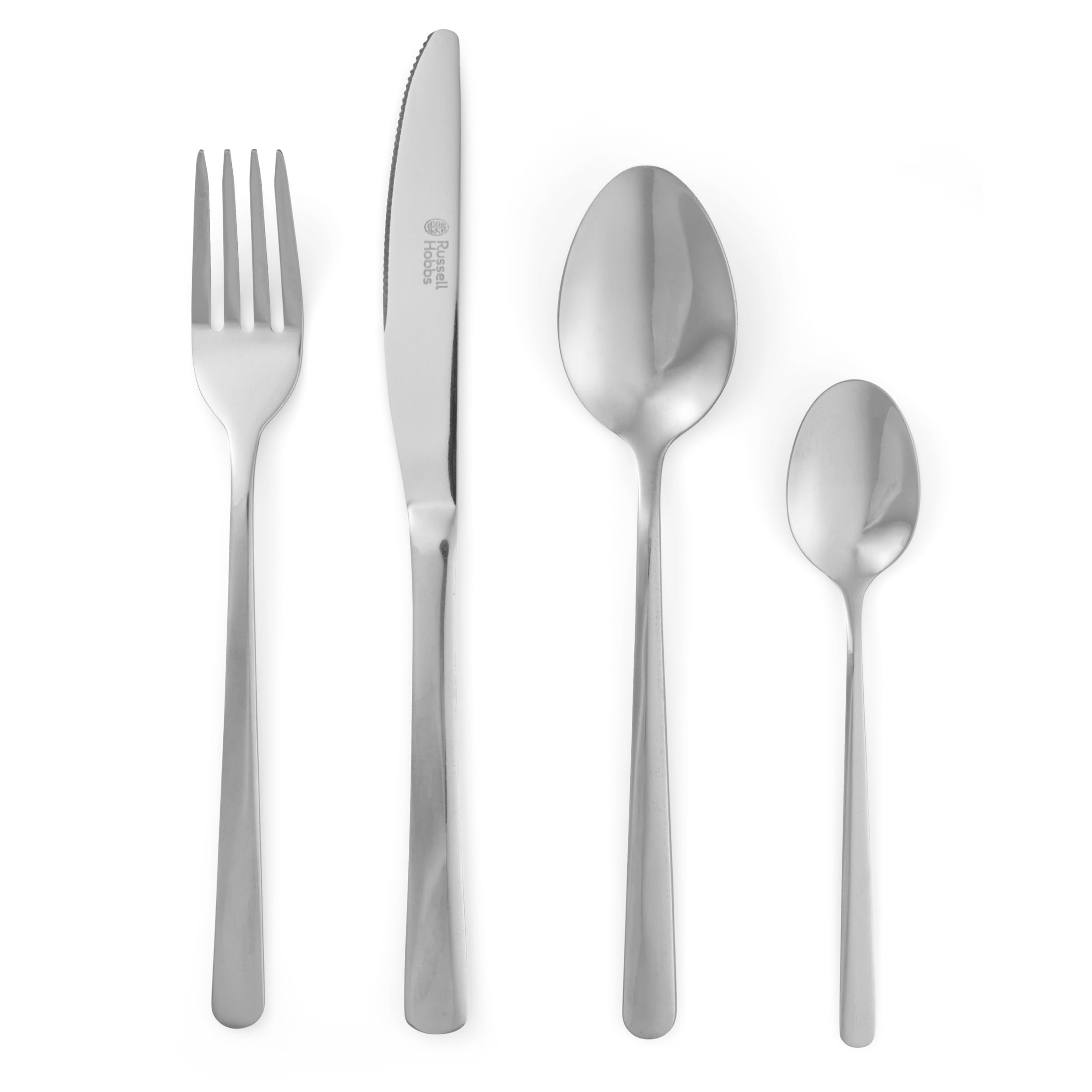 Russell Hobbs RH00023 24 Piece Cutlery Set – Vienna Stainless Steel Flatware Service for 6 People, Knife & Fork Silverware, Dishwasher Safe Knives Forks Spoons, Mirror Polish Finish, Home/Restaurant