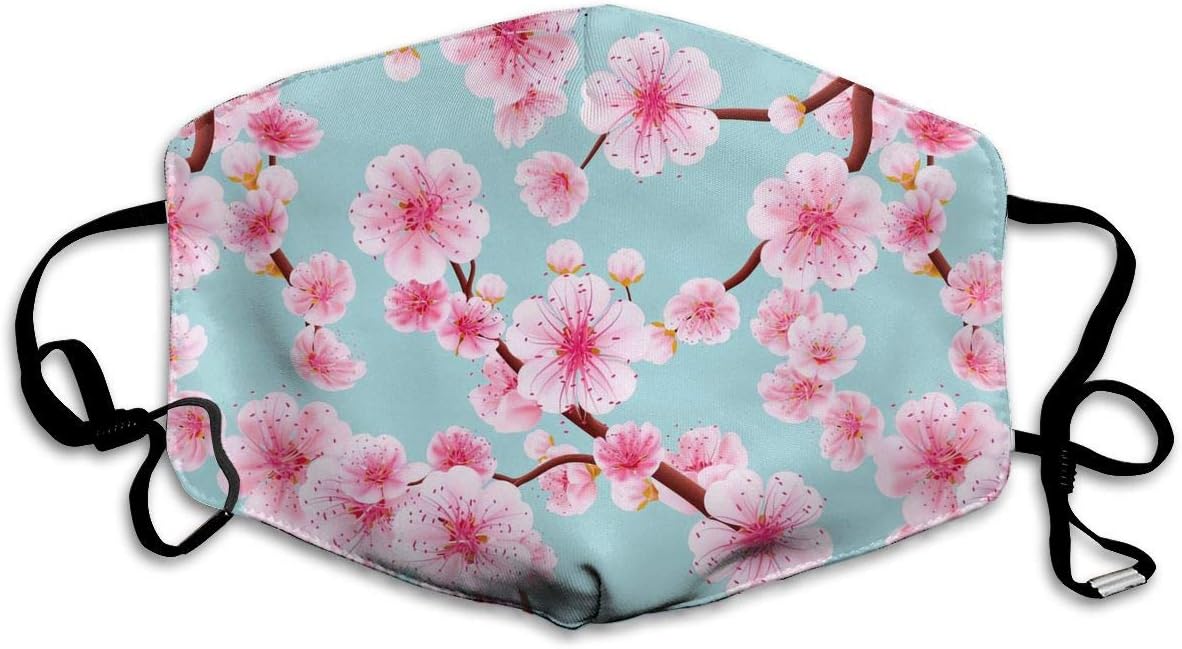 Face Masks, Breathable Dust Filter Masks Medical Mask Mouth Cover Masks with Elastic Ear Loop (Pink Cherry Blossom)