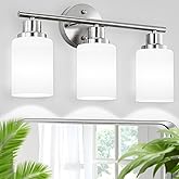 Guliaofo 3-Light Bathroom Light Fixtures, Vanity Lights for Mirror with Textured Milky White Glass Shade, Modern Kitchen Ligh
