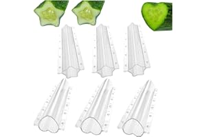 ASKINDS 6Pcs Cucumber Styling Growth Mold Plastic Heart Shaped Five-Pointed Star Transparent Garden Fruit Vegetable Growing Molds(Star+Heart)