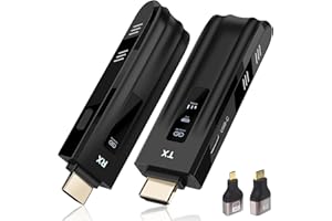 BEYN Wireless HDMI Transmitter and Receiver,2025 Upgraded LED Display,4K Decode & 1080P Output,Plug and Play Portable 2.4G/5G Wireless HDMI Extender,Compatible with PC/Laptop/Camera/HDTV/Projector/TV Box