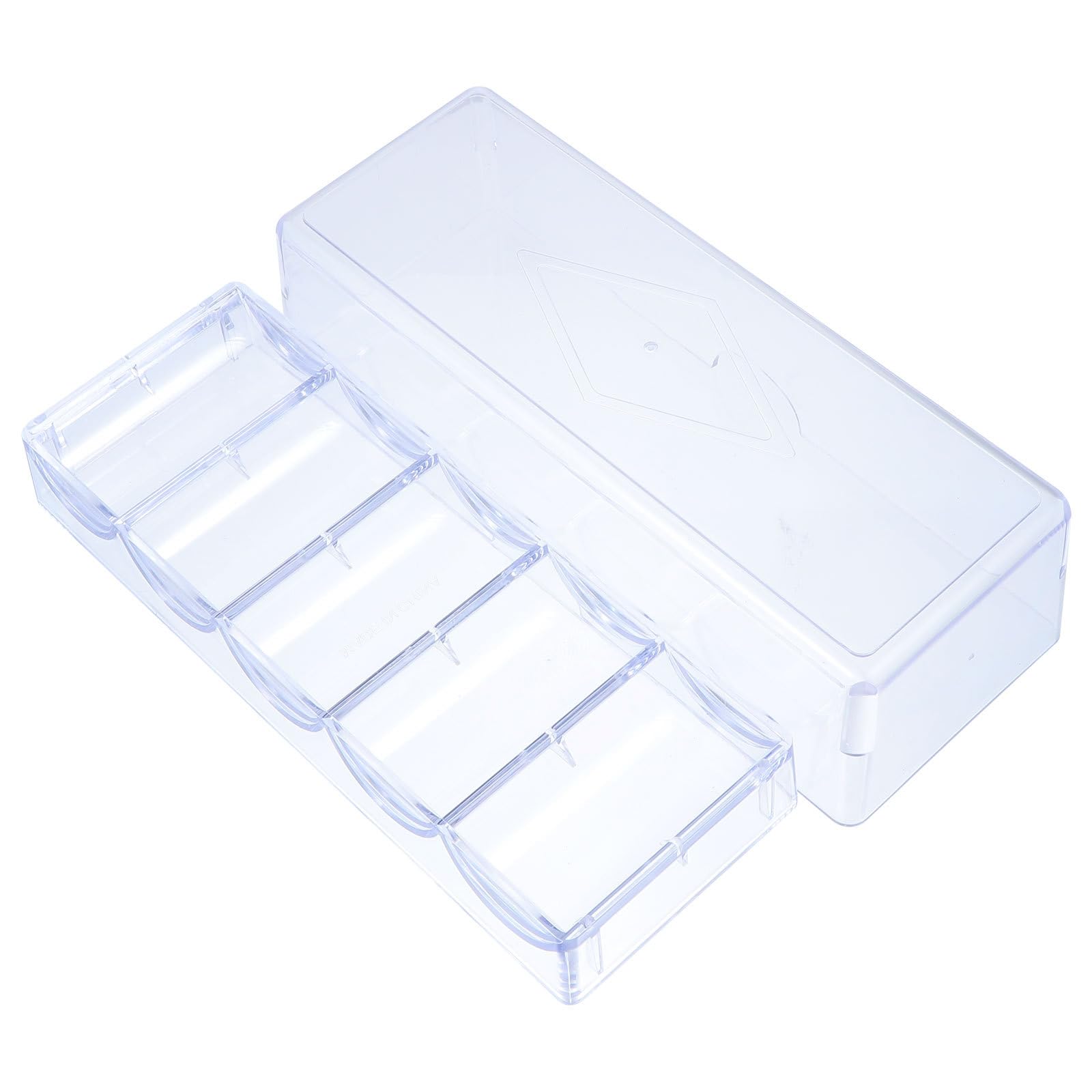 Toyvian Poker Chip Container: Clear Acrylic Box with Lid for 100pcs Poker Playing Cards Casinos Storage, Transparent Empty Container for Bingo Chips Display Case, Blackjack